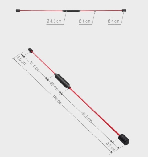 Drążek drgający flexi bar czerwono-czarny 160 cm