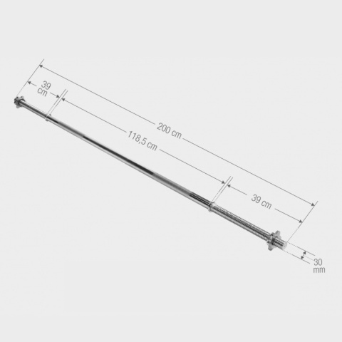 Gryf długi prosty 30mm 200cm z zaciskiem gwiazdowym chromowany