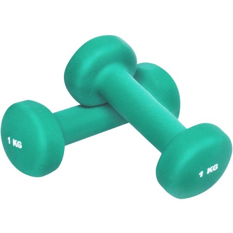 2 kg (2x1,0) Neoprenowe Hantle Gimnastyczne (zielone)
