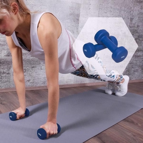 4 kg (2x2,0) Neoprenowe Hantle Gimnastyczne (niebieskie)
