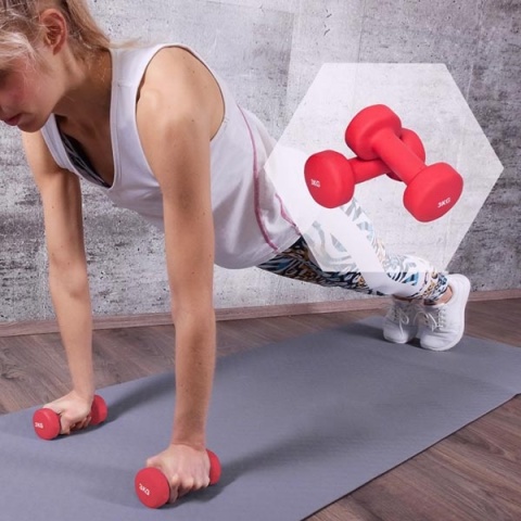6 kg (2x3,0) Neoprenowe Hantle Gimnastyczne (czerwone)
