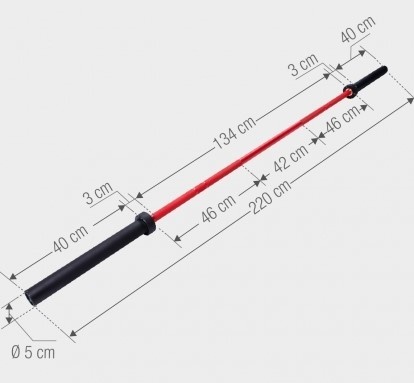 Gryf Olimpijski 50/51 mm czerwony 220 cm