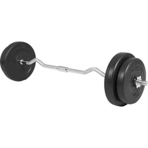 E-Series zestaw sztanga łamana 25mm z obciążeniem winylowym 30kg