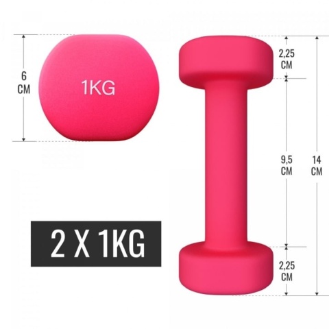 Hantelki 2 x 1 kg, 2 x 2 kg, 2 x 3 kg w zestawie walizeczką