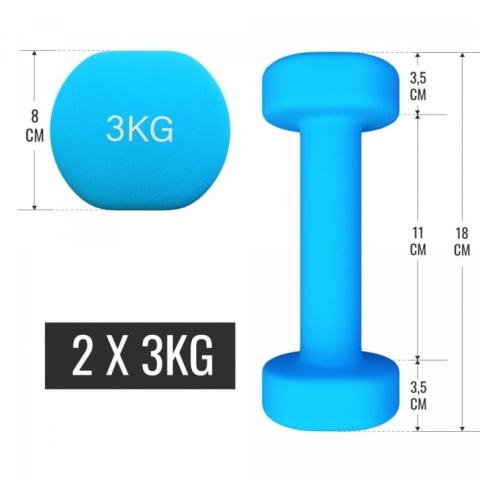 Hantelki 2 x 1 kg, 2 x 2 kg, 2 x 3 kg w zestawie walizeczką