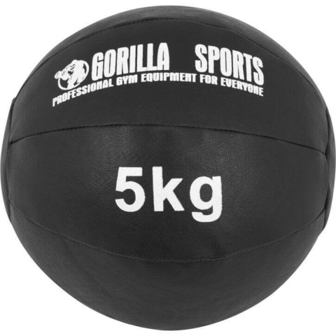 Piłka lekarska czarna 5 kg ze skóry syntetycznej