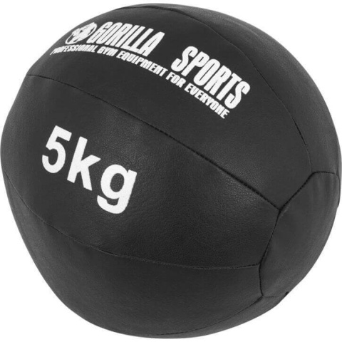 Piłka lekarska czarna 5 kg ze skóry syntetycznej