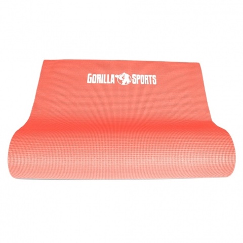 Mata do jogi PVC Gorilla Sports koralowa czerwień